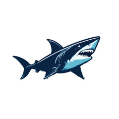 Fototapeta premium Shark illustration displays a detailed predatory marine animal swimming forward with sharp teeth visible in an aggressive pose suitable for sports branding or aquatic educational materials.