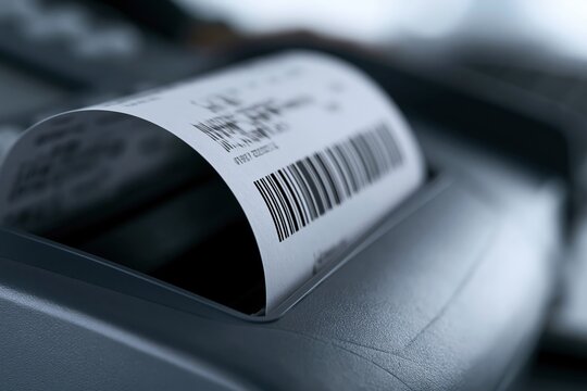 Receipt printing process from POS machine showing paper details at business site