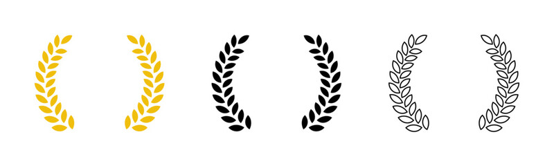 Naklejka premium Laurel wreath branches icon set