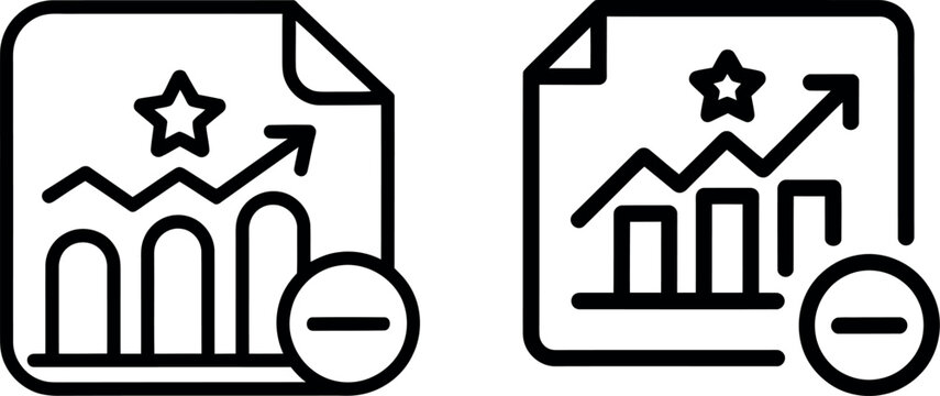 Vector icons representing financial growth and analytics data with negative trend option analytics statistics business negative decrease