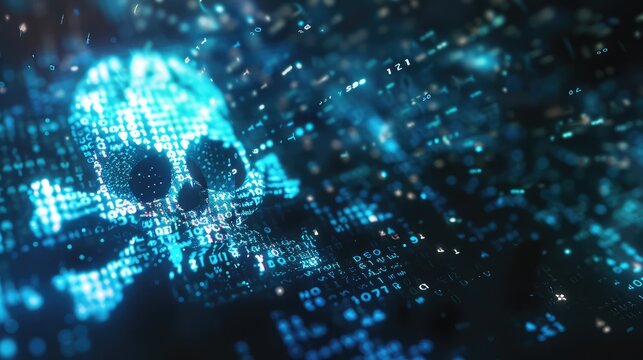 Eerie Skull and Crossbones Embracing Digital Chaos