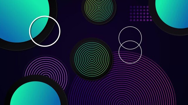 Abstract dark background with concentric circles and gradient geometric modern design animation