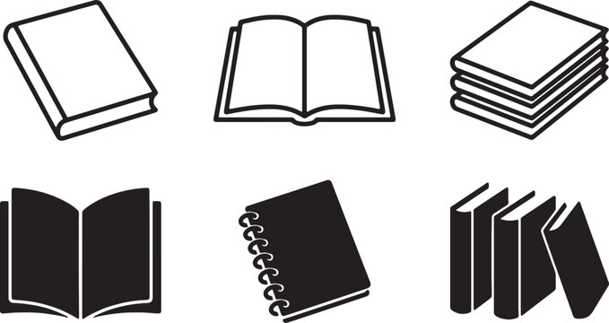 Open and closed books as silhouettes against a white background symbolizing knowledge and education