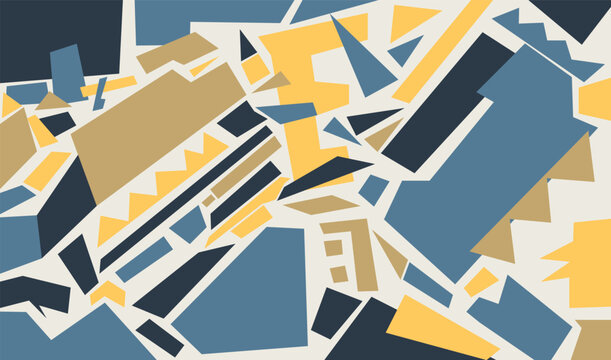 Abstract Geometric Pattern with Angular Shapes in Blue and Yellow