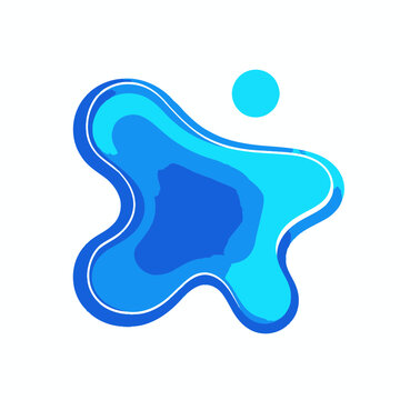 Abstract Blue Fluid Shape With Small Circle