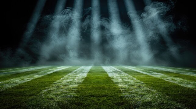 Enchanted Field: Green Grass Bathing in a Spotlight