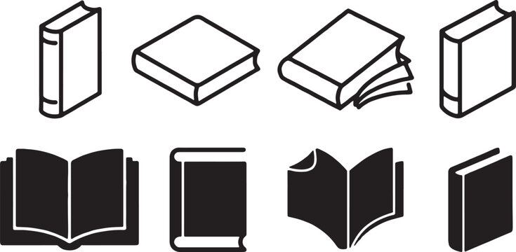 Open and closed books shown in silhouette against a white background representing knowledge and learning