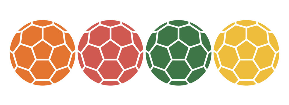 Handball sport icon set, versatile vector illustration symbols for indoor and outdoor play, sports training, exercise, teamwork, and active lifestyle fitness concepts.
