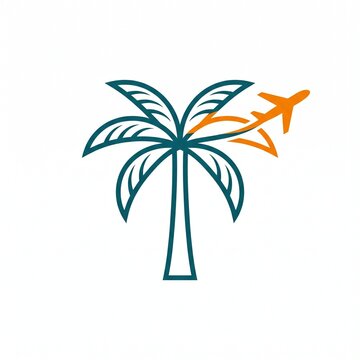 Palm Tree Airplane Travel Agency Logo