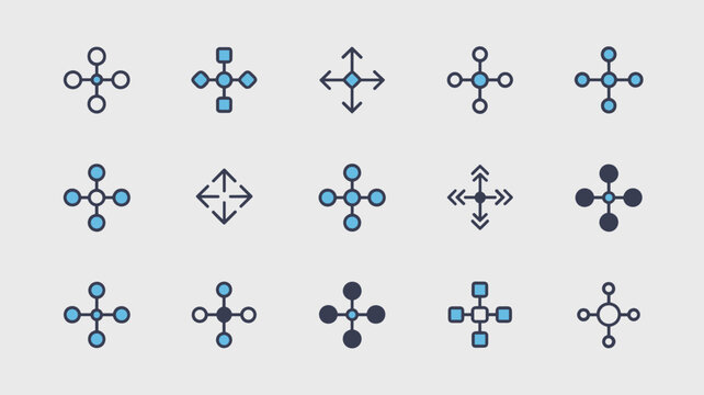 Grid of abstract system architecture node connectors &ndash; Ideal for network infrastructure maps, data flow diagrams, or technical documentation.