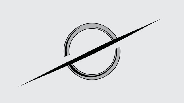 Silver ring bisected by sharp diagonal line &ndash; Ideal for abstract jewelry logos, minimalist fashion branding, or geometric art prints.