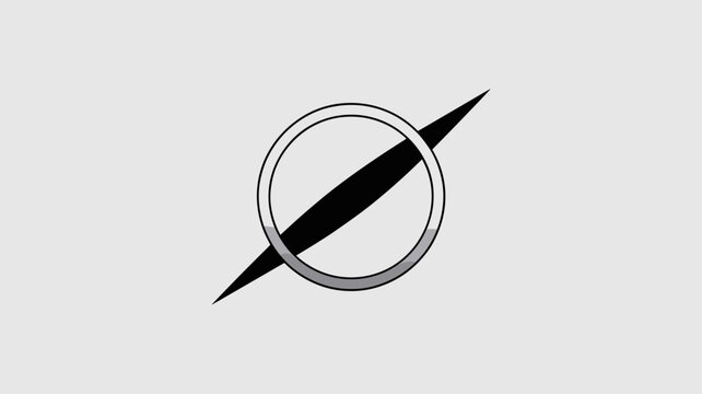 Minimalist metallic circle with diagonal slash &ndash; Great for modern architecture icons, conceptual fashion logos, or sleek graphic design.