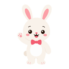 Obraz premium Cute bunny illustration with bow tie for nursery design concept