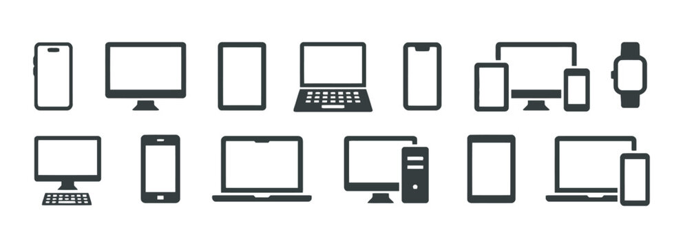 Electronic Device Icons Set: Responsive Web Design and Computer Symbols