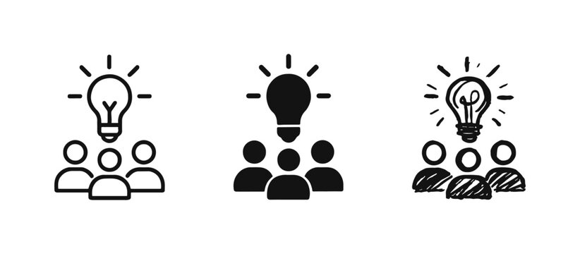 Light bulb over group of people icons for team idea