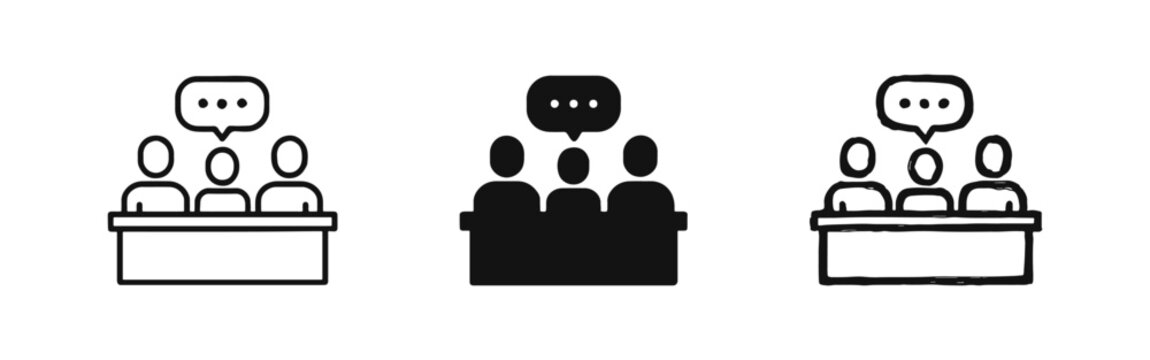 Panel of Judges Discussion Teamwork Icons