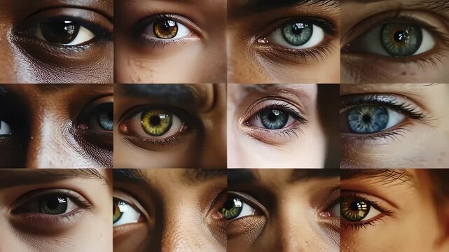 Collage of Diverse Human Eyes Showcasing Variety of Colors and Races.