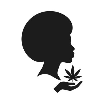 Afro woman flower hair smoking cannabis profile
