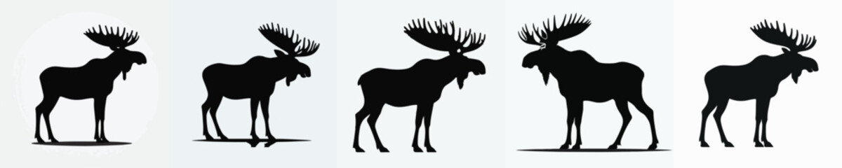 Fototapeta premium Moose Silhouette Vector Illustration