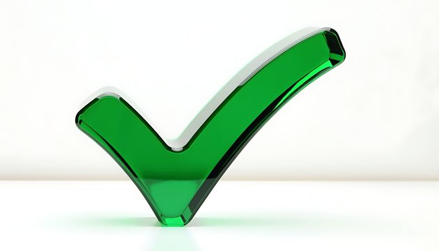 Green check mark symbol isolated on white background for approval and success