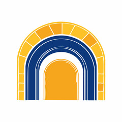 Fototapeta premium Abstract geometric rainbow with yellow and blue colors on white background