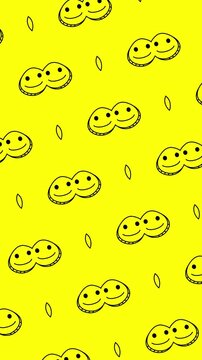 Vertical Smile face seamless pattern looping animation
