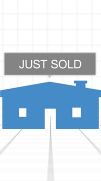 Generic Housing Market Icon on Fake Real Estate Map - Just Sold - Vertical