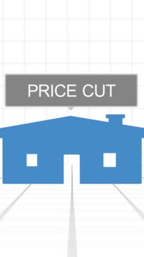 Generic Housing Market Icon on Fake Real Estate Map - Price Cut - Vertical