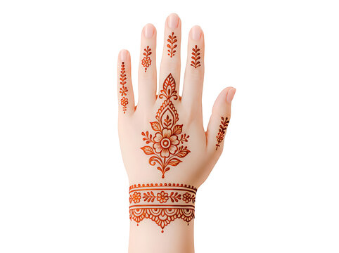 Traditional Henna Mehndi Design on Back of Hand