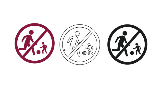 No ball games or children playing sign with forbidden, prohibited