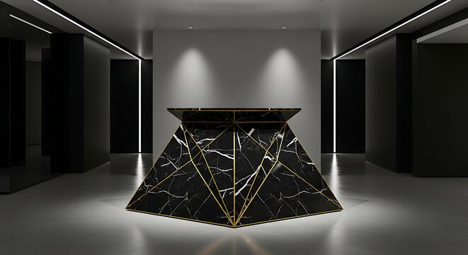 Black marble pyramid shaped table in a room Full HD 4K Download 2025 2026