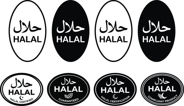Halal certification stamps and seals variety of designs for islamic dietary compliance