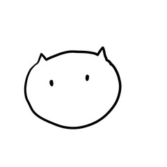Hand Drawn Cute Round Cat Face Head Doodle Minimalist Illustration © lucas
