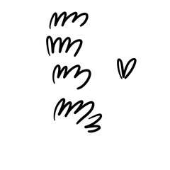 Fototapeta premium Hand Drawn Calligraphy Brush Stroke Flourish Set with Heart Doodle