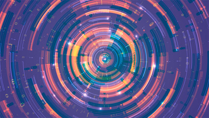 Fototapeta premium Abstract big data visualization. Light circles with sparks. Graphic concept for design