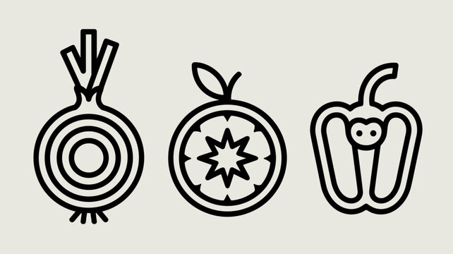 Bold geometric fruit cross section icons &ndash; Great for vegan branding, sticker designs, or culinary illustrations.