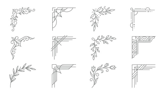 Decorative Border Corner Elements Design.