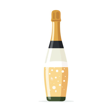 Modern flat 2D vector illustration of a Champagne, minimal design style on a white background.