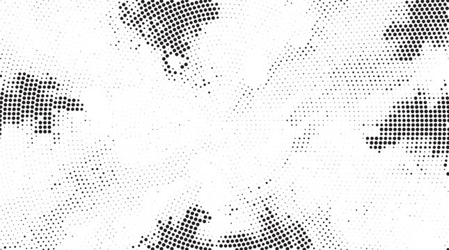 Abstract black and white halftone circular dot pattern vector background