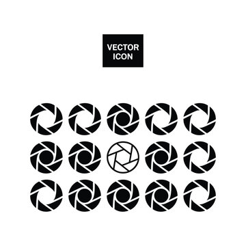 Camera aperture icon set with aperture photography abstract