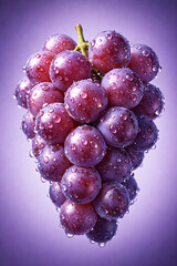 Obraz premium Bunch of Red Grapes with Dew Drops on Purple Background