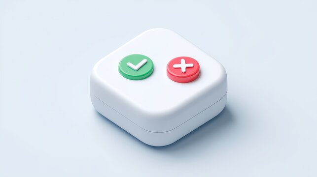 Three-dimensional flat-design Yes and No decision sign with a checklist on a white background