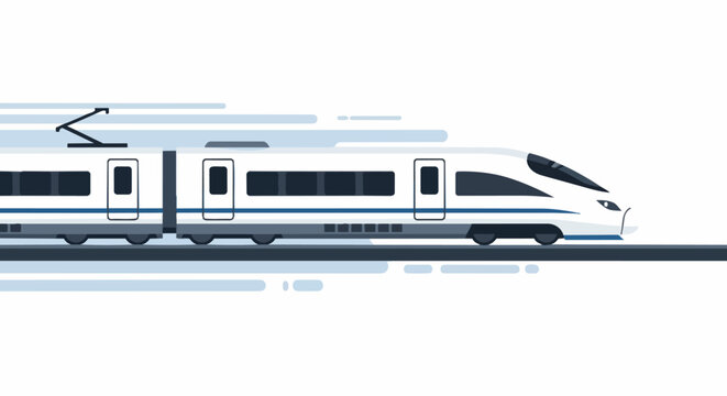 Modern High-Speed Bullet Train Vector Illustration. Flat Design Fast Express Train for Transportation, Logistics, and Travel Concept