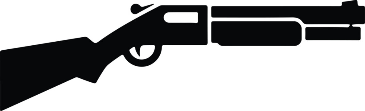 Silhouette vector shotgun hunting weapon illustration isolated on white background design