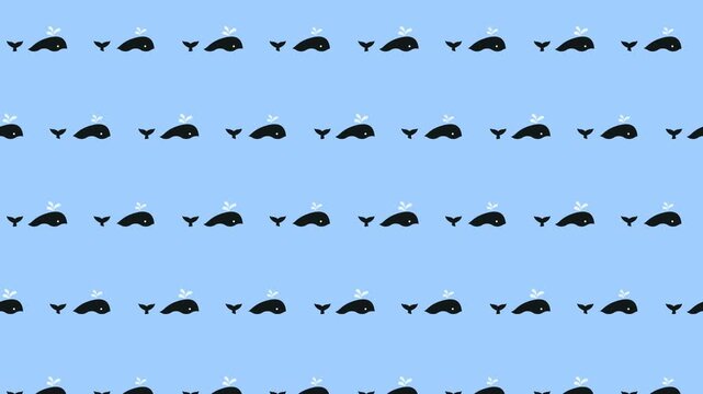 かわいいクジラの海柄ループアニメーション背景