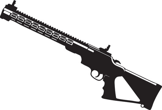 Assault rifle vector illustration of a military weapon isolated on white background featuring a black automatic rifle like M4 AR15 M16 for shooting and combat concept