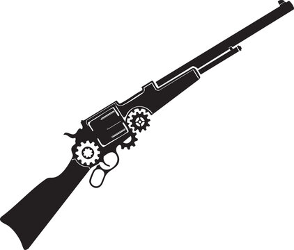Isolated vector illustration of a black firearm including pistol rifle shotgun and revolver on white background representing military weapon danger and shooting object concept