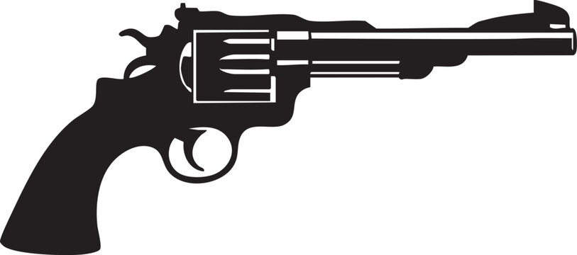 Isolated guns and pistols with bullets showing firearms, ammunition, metal weapons, crime, danger, military and police security concept