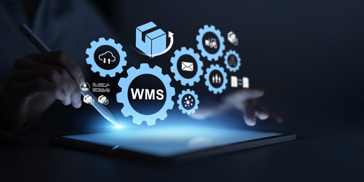 WMS Warehouse Management System Interface Showing Logistics Automation And Inventory Control.