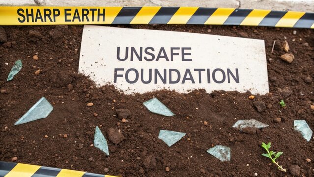 Unsafe Foundation With Soil And Glass Shards